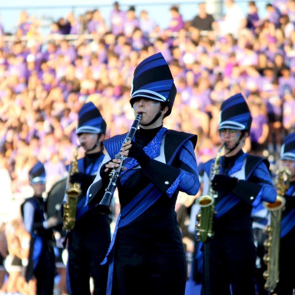Marching band during a football game
