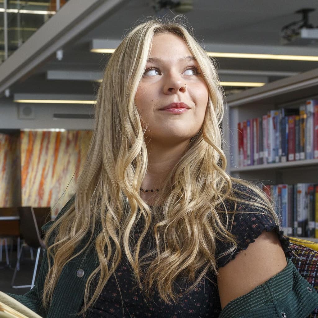 A student in the library