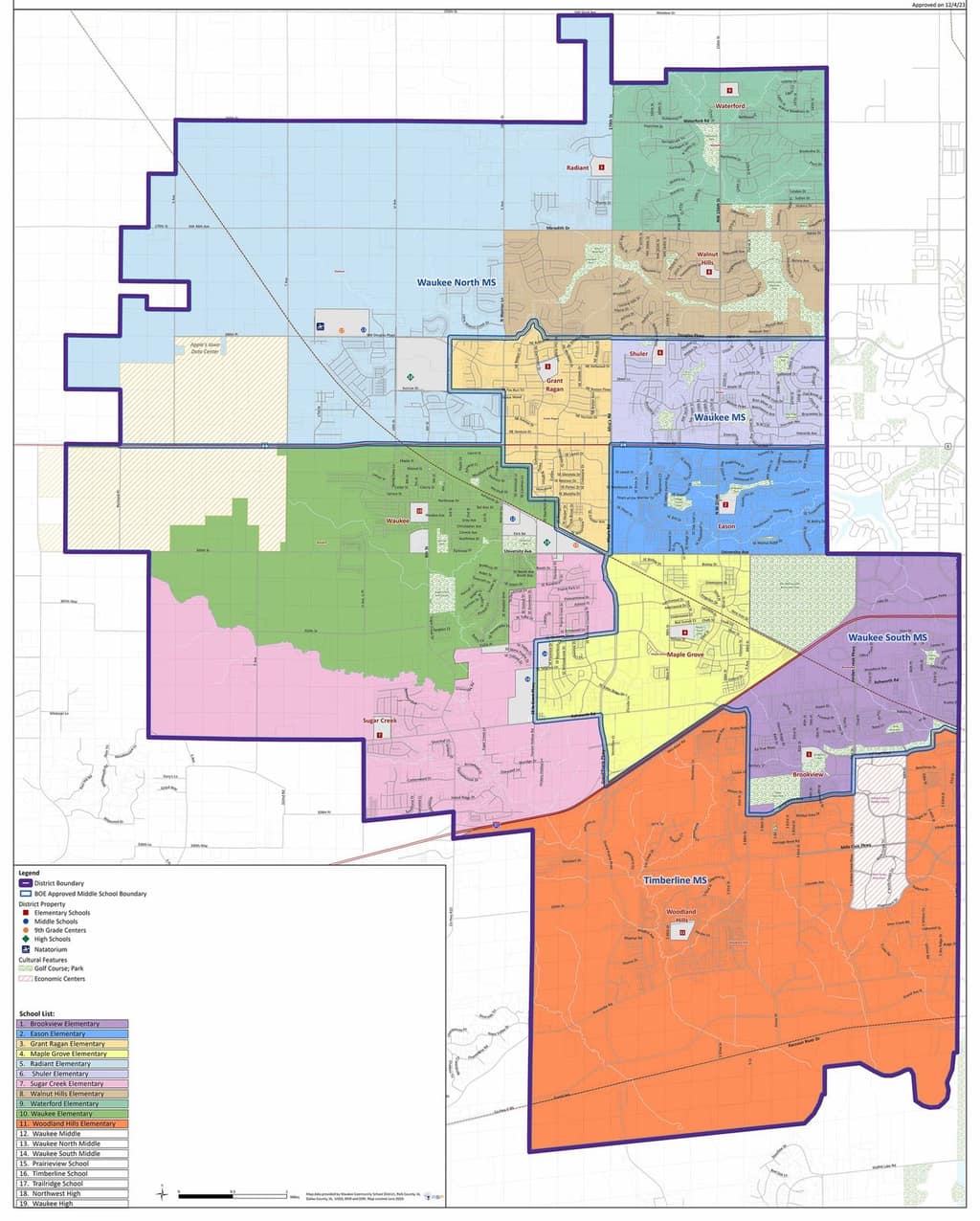 Waukee CSD elementary attendance-area map